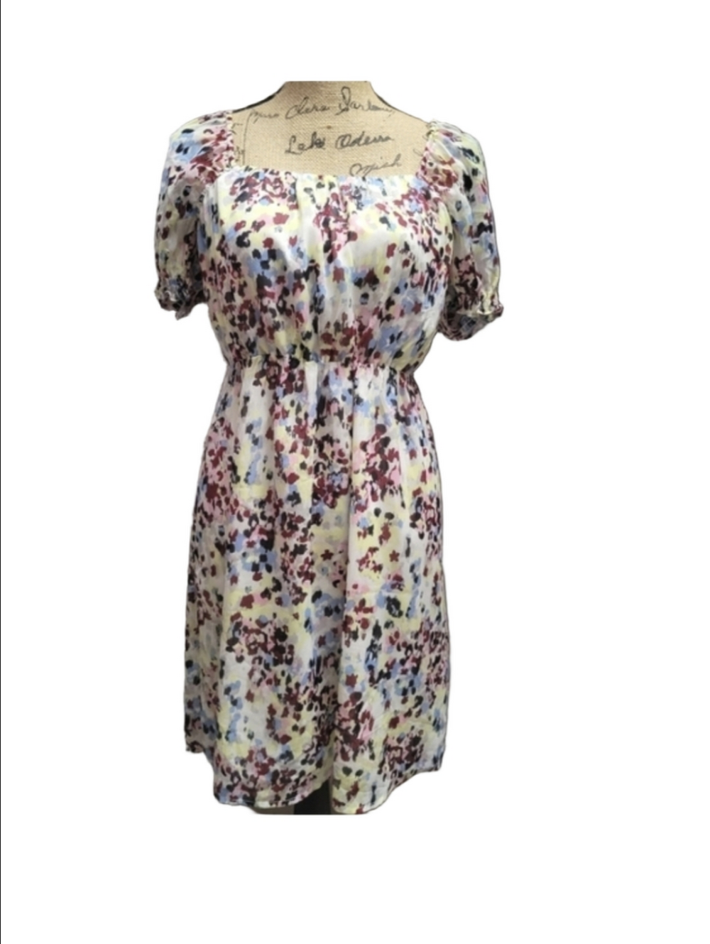 Banana Republic Abstract Floral Puff-Sleeve Dress Coquette Girl XS